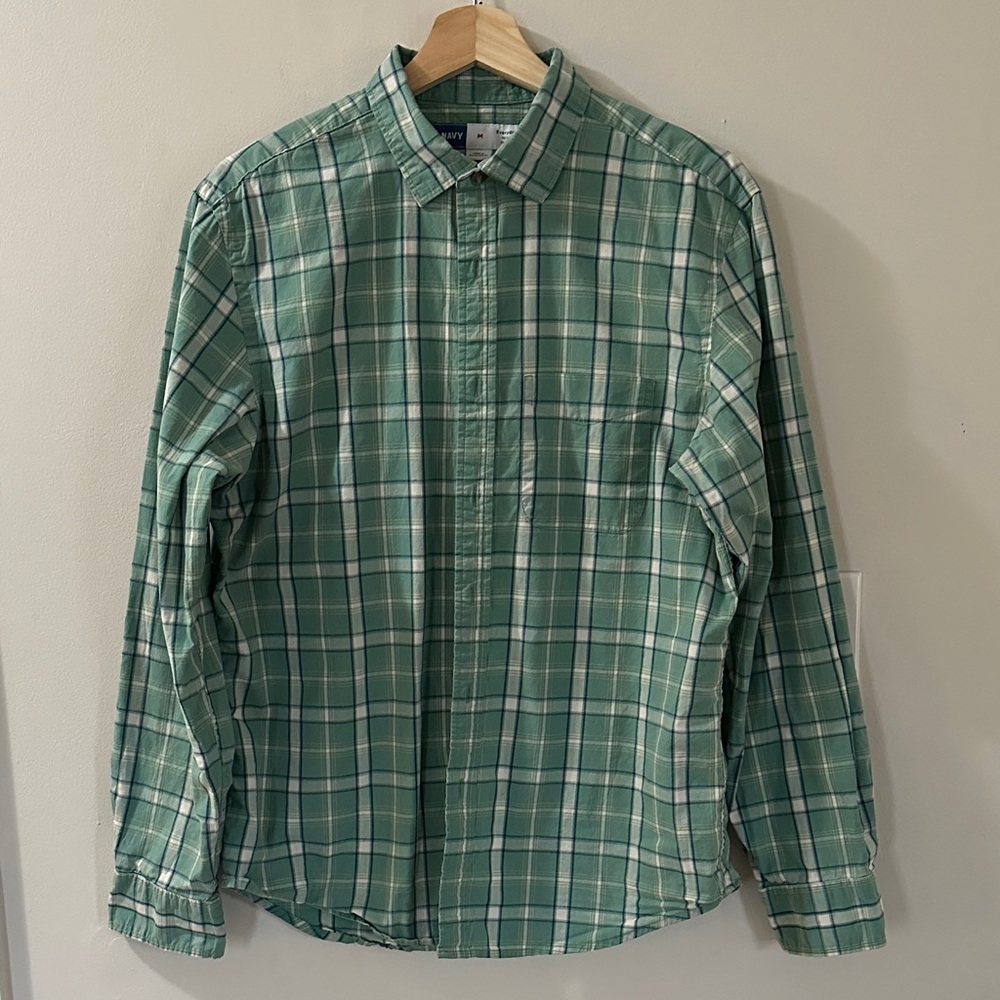 Old Navy Men's Green Checkered Shirt